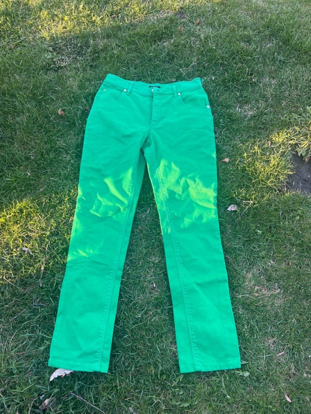Escada 36 Y2K Bright Green Straight-Leg Pants